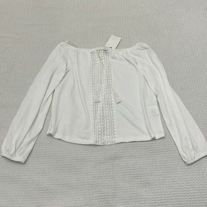BRAND NEW H&M White Off the Shoulder Longsleeve Blouse Size S